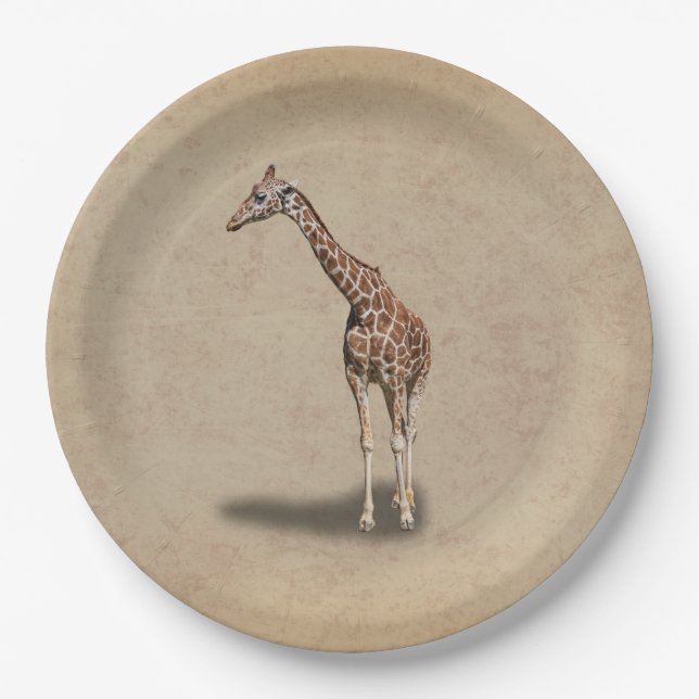 GIRAFFE STANDING TALL PAPER PLATE (Front)