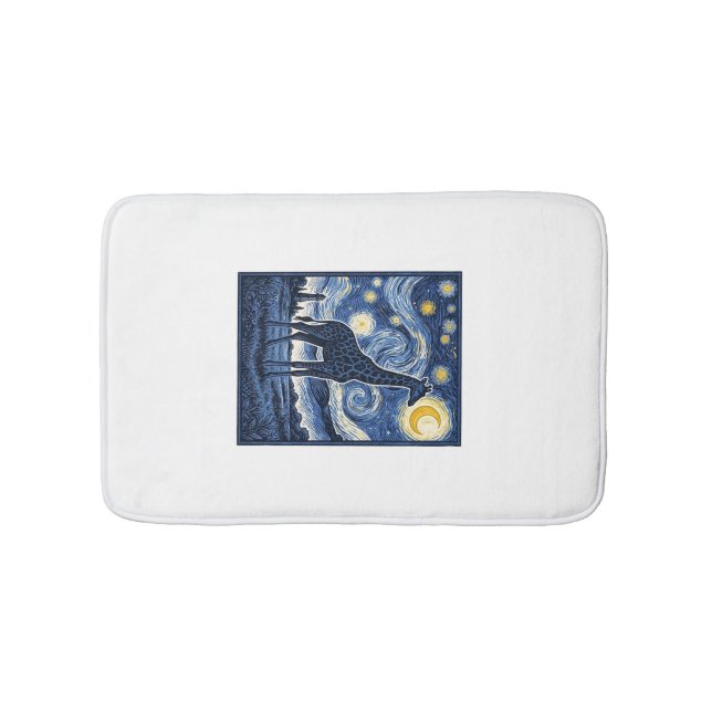 Giraffe Starry Night Vintage Bath Mat (Front)