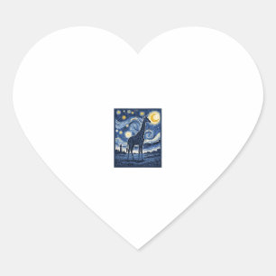 Giraffe Starry Night Vintage Heart Sticker