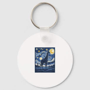 Giraffe Starry Night Vintage Key Ring