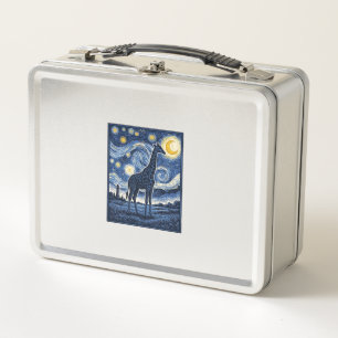 Giraffe Starry Night Vintage Metal Lunch Box