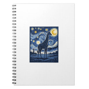Giraffe Starry Night Vintage Notebook