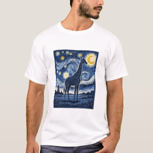 Giraffe Starry Night Vintage T-Shirt