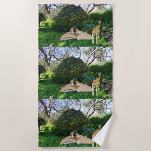 Giraffe Story Book Time, Beach Towel