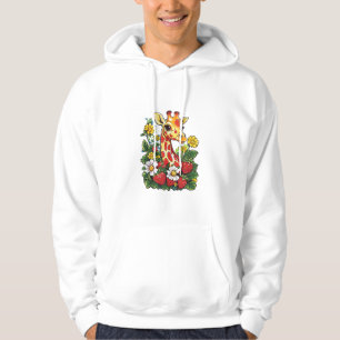 Giraffe Strawberries and Flowers Graphic Cute Gira Hoodie