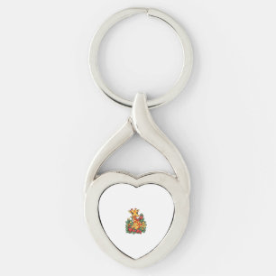 Giraffe Strawberries and Flowers Graphic Cute Gira Key Ring