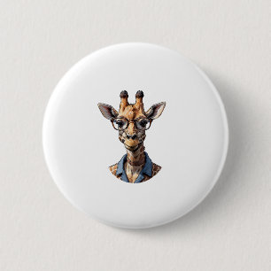 Giraffe_ Stylish in Glasses 6 Cm Round Badge