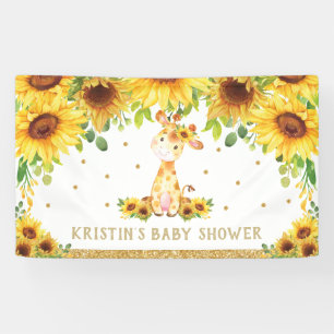 Giraffe Sunflower Baby Shower Birthday Backdrop Banner