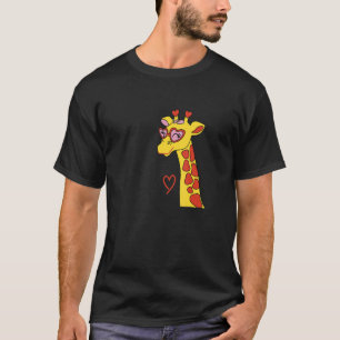 Giraffe Sunglass Heart Cute Safari Animal Zookeepe T-Shirt