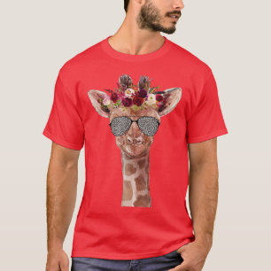 Giraffe Sunglass Japanese Cherry Cute Blossom Saku T-Shirt