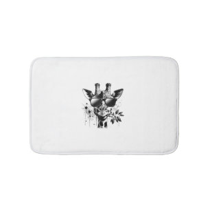 Giraffe & Sunglasses Vintage Urban Safari Animal W Bath Mat