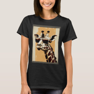 Giraffe Sunglasses Wild Animal Africa Safari Brown T-Shirt