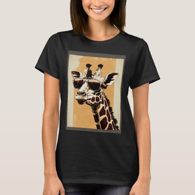 Giraffe Sunglasses Wild Animal Africa Safari Brown T-Shirt (Front)
