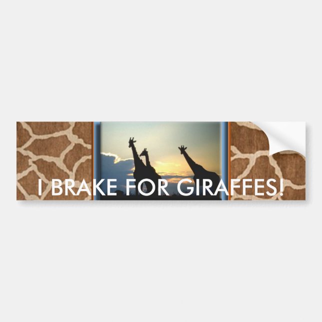GIRAFFE SUNSET BUMPER STICKER (Front)