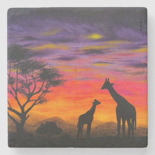 "Giraffe Sunset" Coaster by Gregg's Deep Colors