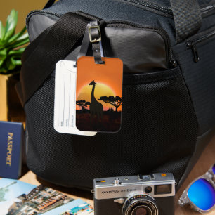 Giraffe Sunset Luggage Tag African Safari