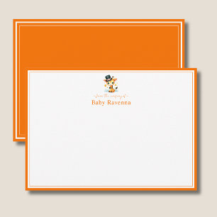 Giraffe Sunset Orange Border Nursery New Baby  Card