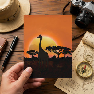 Giraffe Sunset Postcard African Safari Wildlife
