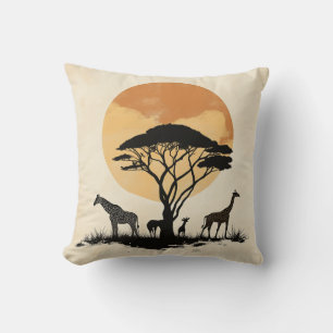Giraffe Sunset Safari Pillow