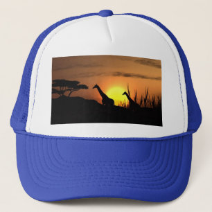 Giraffe Sunset Trucker Hat