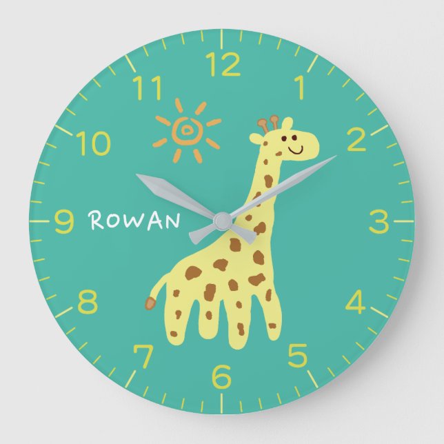 Giraffe & Sunshine Personalised Kids Wall Clock (Front)