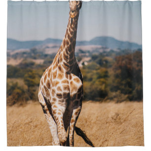 GIRAFFE SURROUNDED BY BROWN GRASS SHOWER CURTAIN