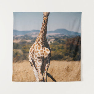 GIRAFFE SURROUNDED BY BROWN GRASS TAPESTRY