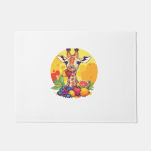 Giraffe Surrounded By Fruits   Doormat