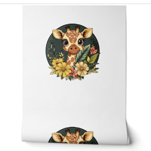 Giraffe Surrounded By Vibrant Flowers   Wallpaper