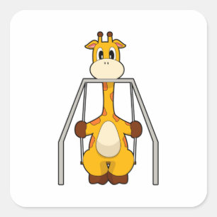 Giraffe Swing Square Sticker