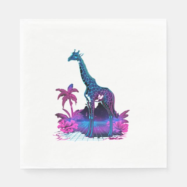 Giraffe Synthwave Vaporwave Art   Napkin (Front)