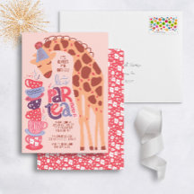 Giraffe Tea Party Kids Birthday Party Invitation