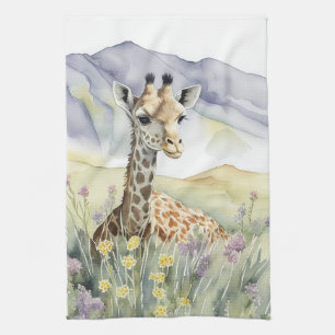Giraffe tea towel
