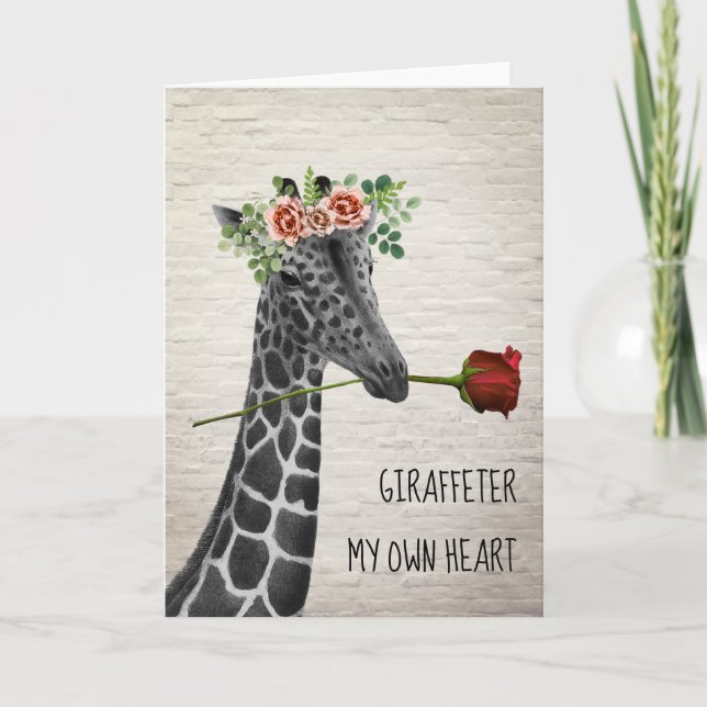 Giraffe ter My Own Heart Boho Giraffe Valentine Card (Front)