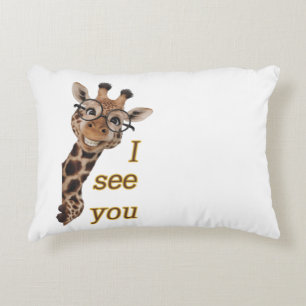 Giraffe.Text.I see you Decorative Cushion