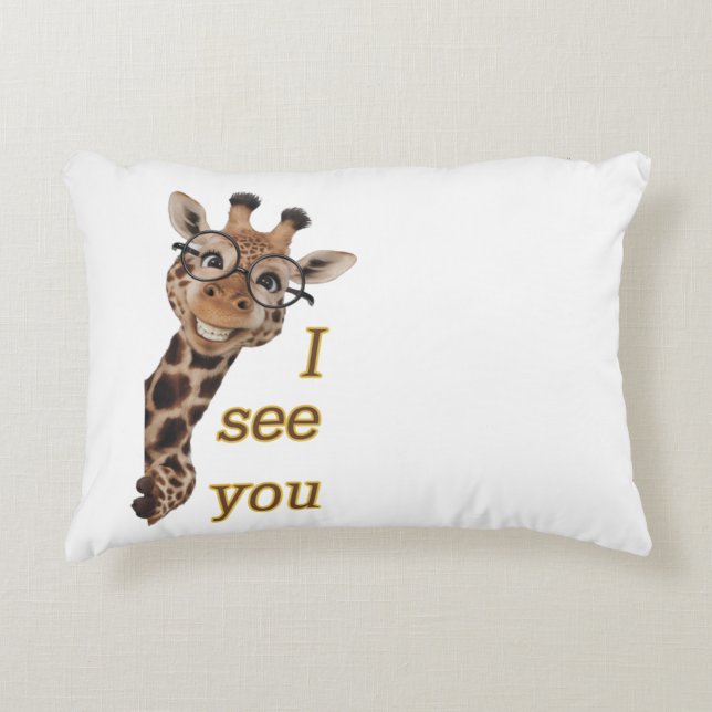 Giraffe.Text.I see you Decorative Cushion (Front)