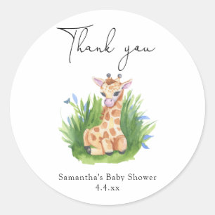 Giraffe - thank you baby shower classic round sticker
