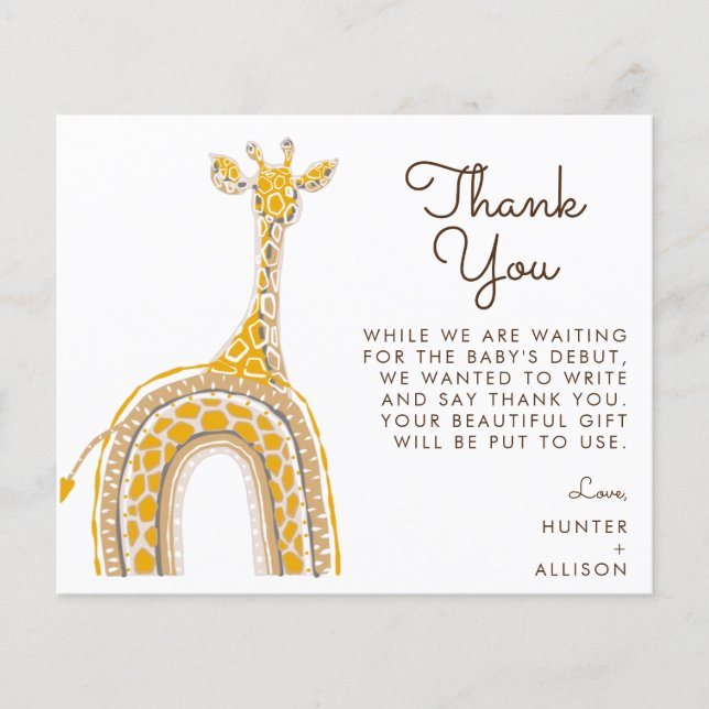 Giraffe Thank You Card (Front)