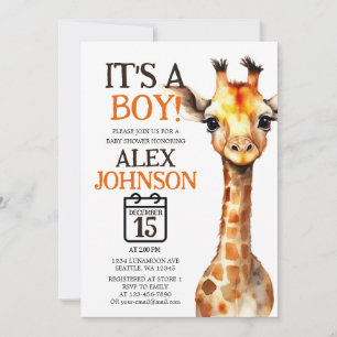 Giraffe Themed Safari Baby Shower Invitation
