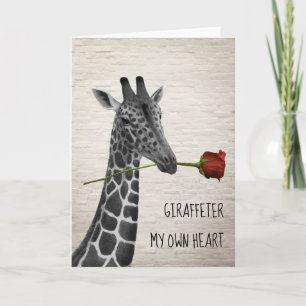 Giraffe to My Own Heart Giraffe Rose Valentine Card