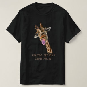 Giraffe Tongue Out and Playful Wink - Smile T-Shirt