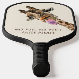 Giraffe Tongue Out Playful Pickleball Paddle Smile
