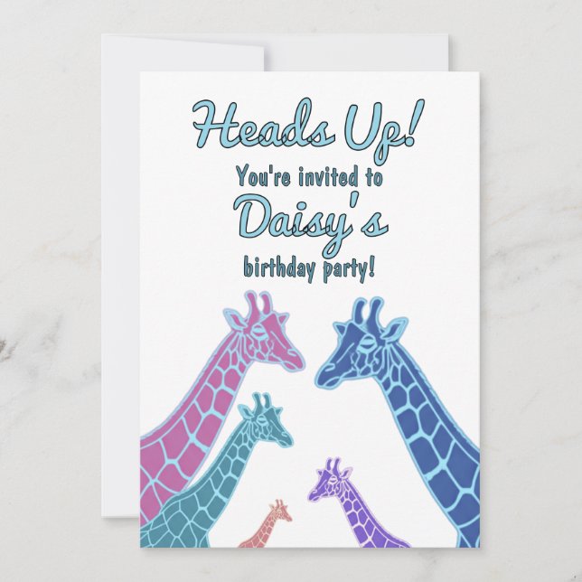 Giraffe Tower Birthday Invitation (Front)