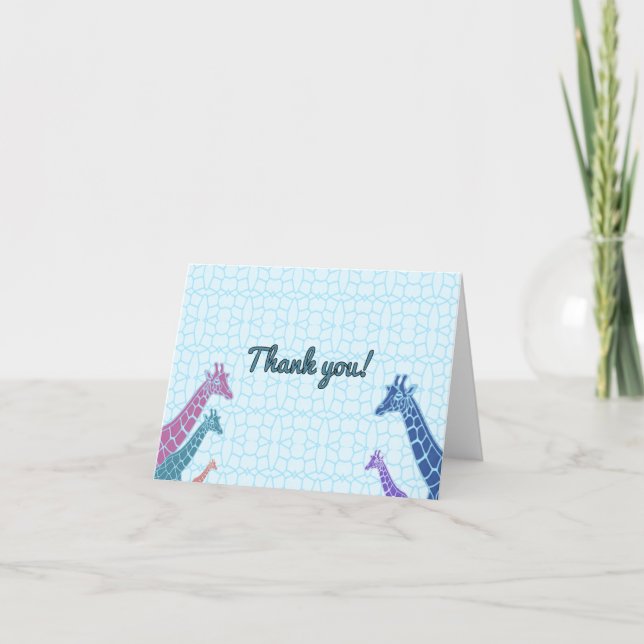 Giraffe Tower Birthday Thank You Card (Front)