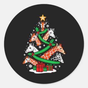 Giraffe Tree Christmas Giraffe Lover Xmas Squad Me Classic Round Sticker