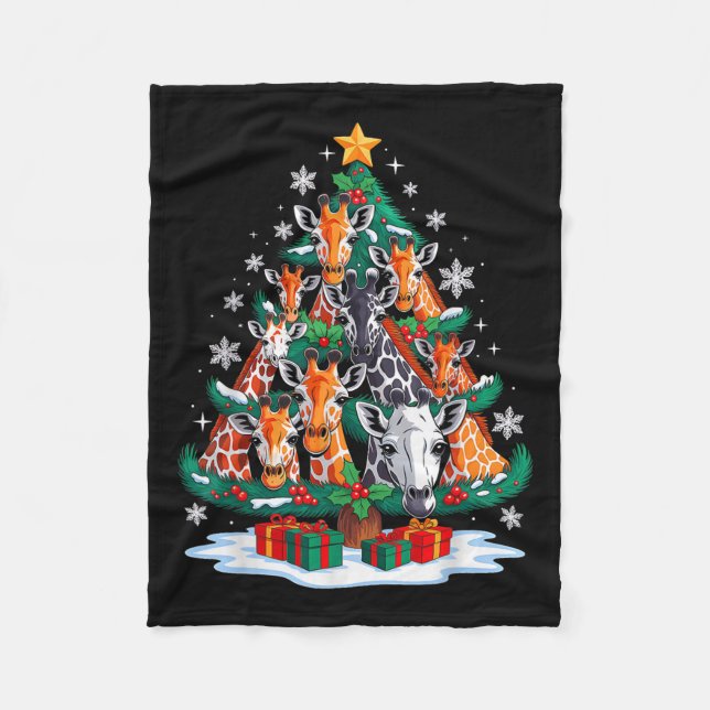 Giraffe Tree Christmas Giraffe Lover Xmas Squad Me Fleece Blanket (Front)