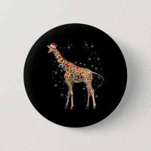 Giraffe Tree Light Christmas Pajama Xmas Animal Lo 6 Cm Round Badge