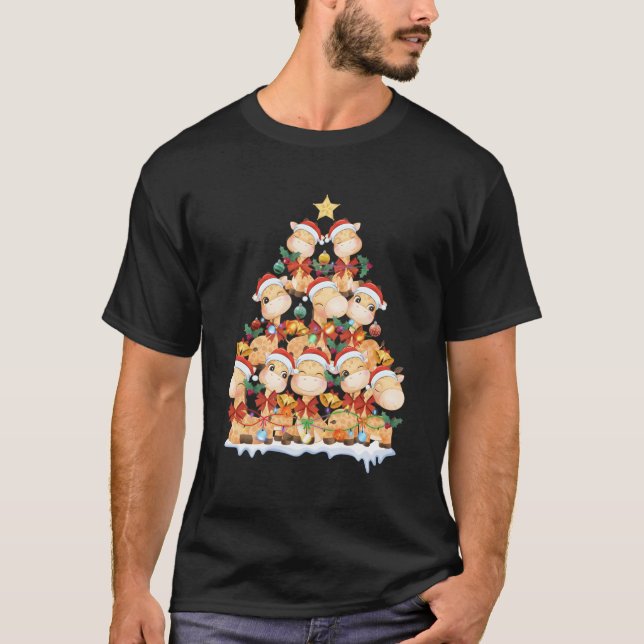 Giraffe Tree Ornat Decor For Giraffe T-Shirt (Front)