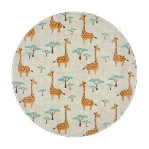 Giraffe tree vintage pattern. cutting board