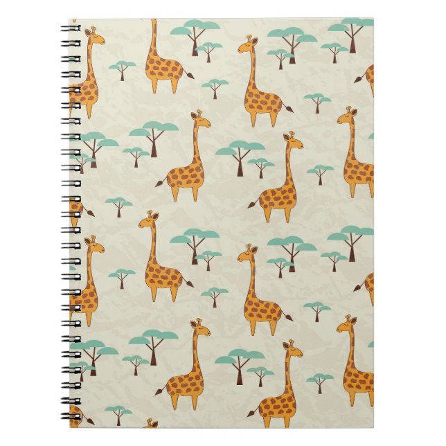 Giraffe tree vintage pattern. notebook (Front)